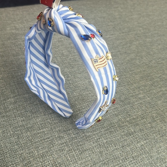 Piper K Stars and Stripes Jeweled Blue Knotted Patriotic Red White Headband - Picture 2 of 10
